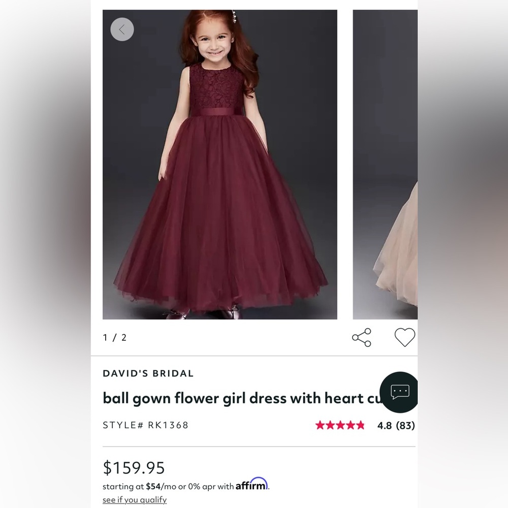 Size 6 flower girl dress with heart cutout